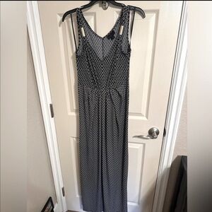 Worthington Geometric Pattern Sleeveless Maxi Dress w Gold, Black & White, Sz